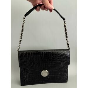 Vintage Naturalizer Faux Croc Handbag Black 9.5x7